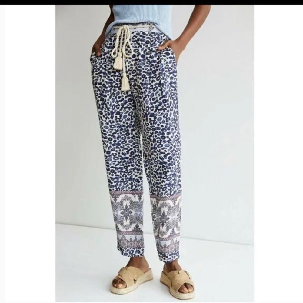 Anthropologie | Ollari Tasseled Tapered Trousers Size SMALL